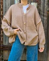 brauner Cardigan mit goldenen Knöpfen Strickjacke beige braun Brandenburg - Panketal Vorschau