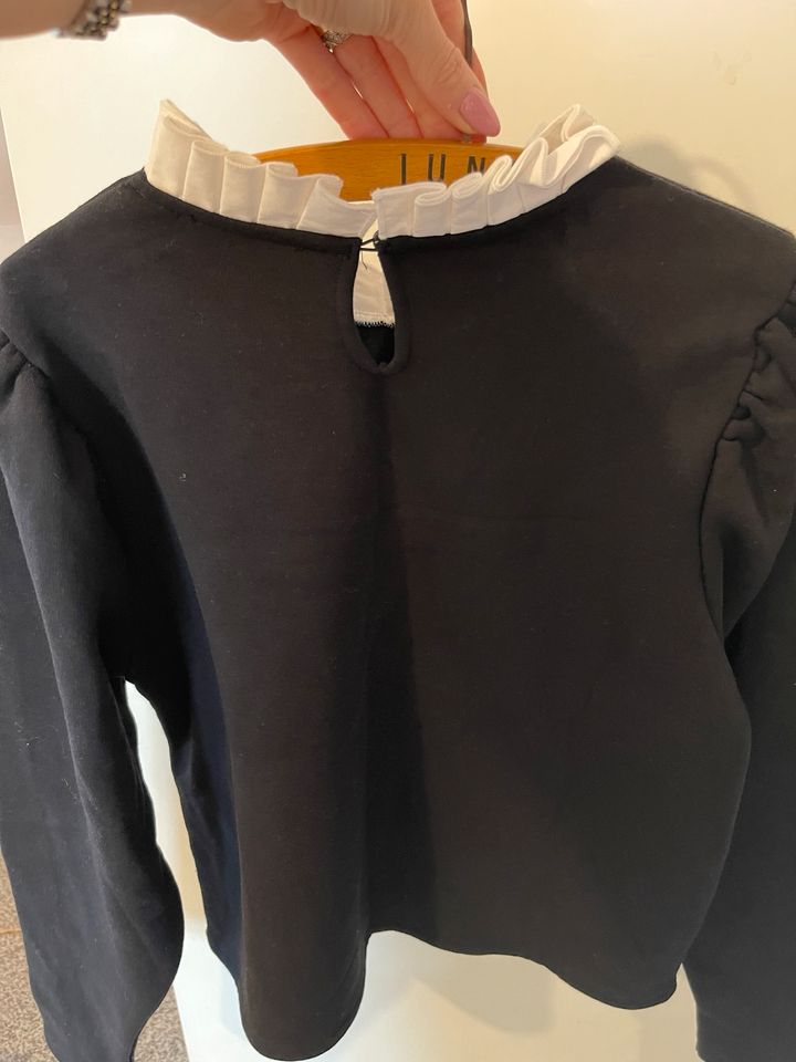 Zara Bluse Pullover Boho schwarz mit Kragen gr 36-38 M in Kirchdorf a.d.Amper