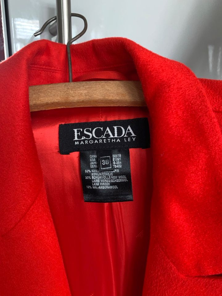 Escada Placenza Rabit Angora Wolle Blazer Größe 38 Rot in Düsseldorf