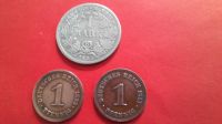 Münzen Deutsches Reich  1 Mark + 1 + 2 Pfennig Wuppertal - Vohwinkel Vorschau