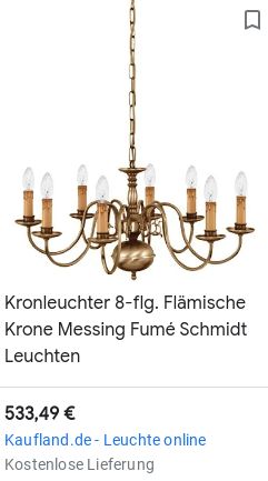 Flämische Krone 8 flammiger Kronleuchter Elektrik 2021 Erneuert!! in Görlitz