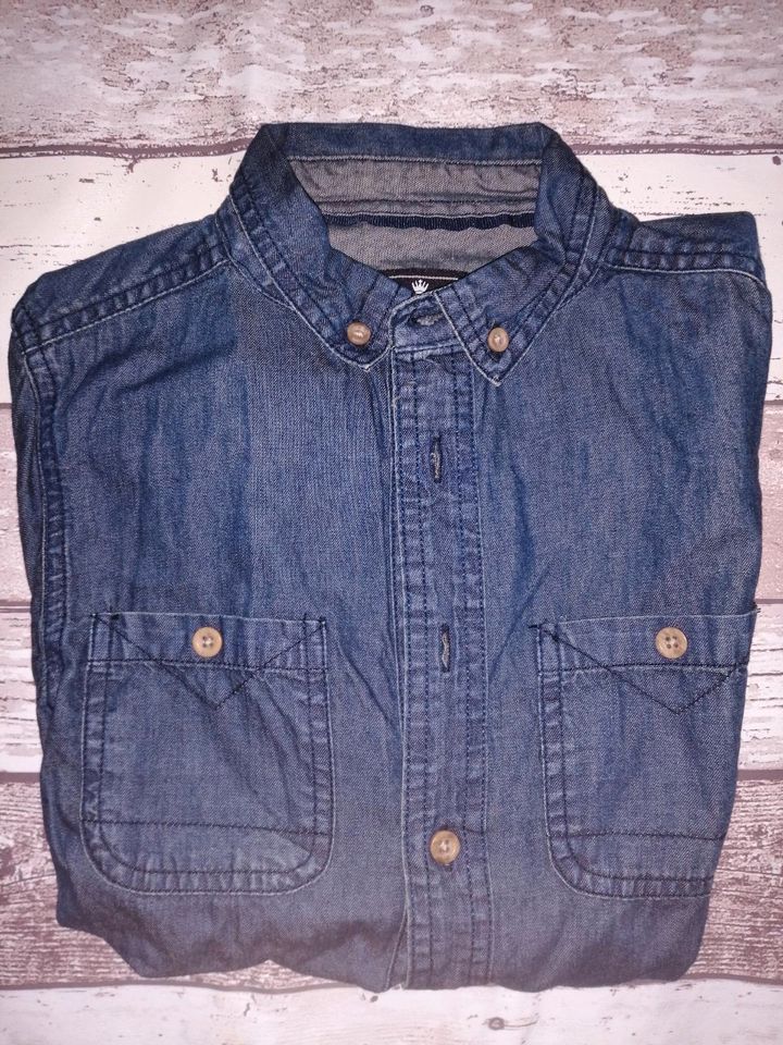 Langarm Hemd Gr. 134/140 Jeans Jeanshemd Kinder Junge in Rottenburg am Neckar