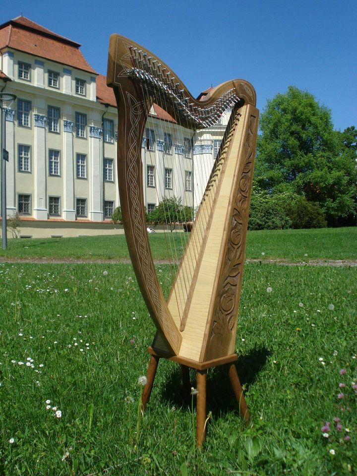 Unsere Region Harfe 29 Saiten Walnuss + Füße + Tasche + Zubehör in Horgenzell