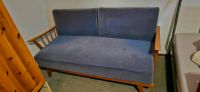 Retro Sofa Schlafsofa Samt Holz 1950 50er blau Hessen - Kassel Vorschau