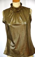 Damen T-Shirt Made in Italy Top Gold mit Schwarz Glitzer Gr. 40/L Hessen - Herleshausen Vorschau