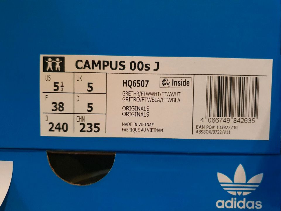 Adidas Campus 00 Grey/ Grau 38 (5.5) in Altenstadt Iller