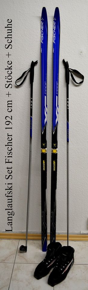 Langlaufski Set Fischer 192cm SNS Schuppen + Stöcke + Schuhe in Selb