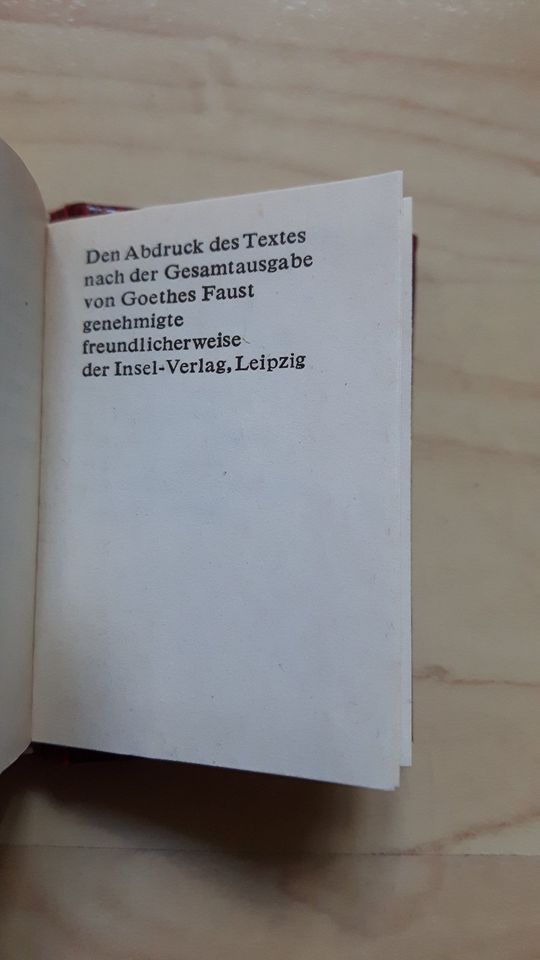 Miniaturbuch-antiquarisches Buch Goethe -Faust- Die Tragödie in Berlin