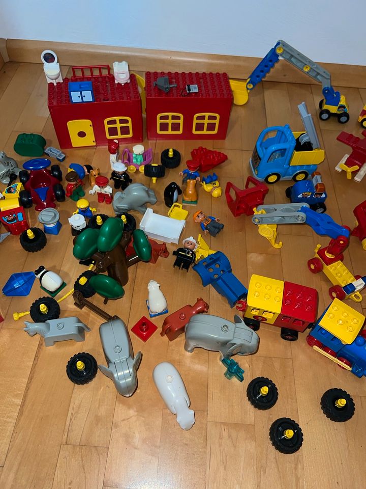 Riesige Lego Duplo Sammlung (viele Fahrzeuge, Kräne, Zootiere) in Saulheim