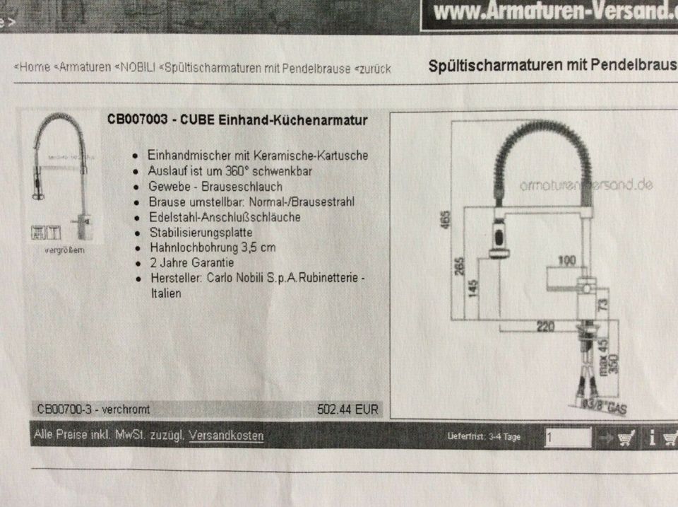 Edelstahl Küchenarmatur v. Nobili in ordentlichem, gutem Zustand in Swisttal