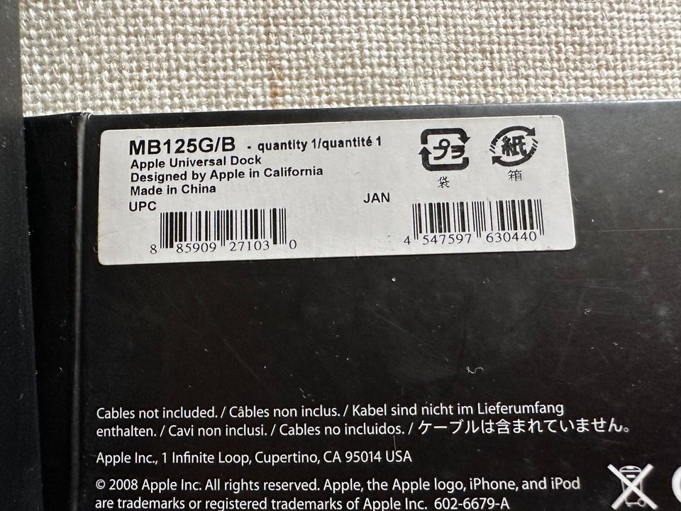 Apple Universal Dock 125G/B nur 1 Teil benutzt in Unzenberg