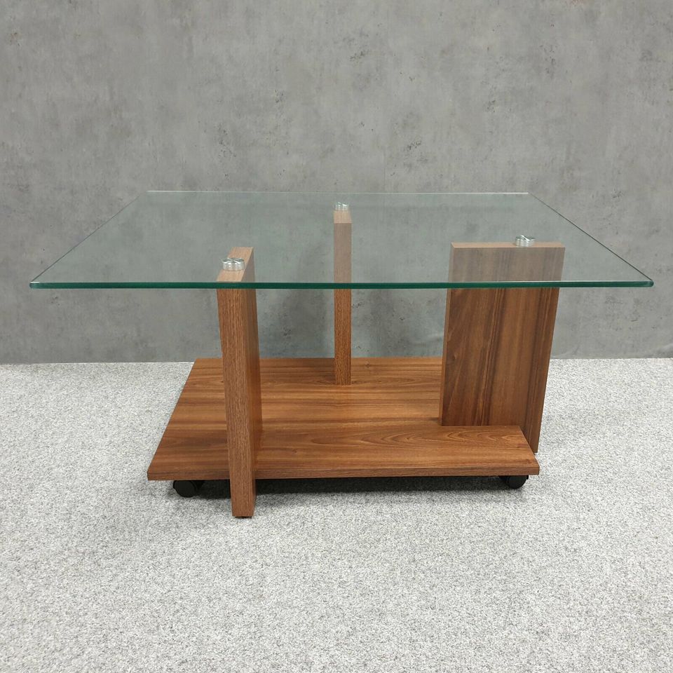 Couchtisch Glas Holz Wenge Dekor Beistell 90x70 Cm Neu!!! in Dinklage