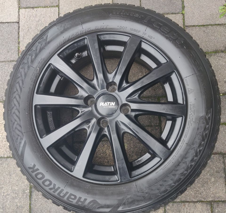 4 Winter-Kompletträder auf Alufelgen 185/65 R15 88T wie neu in Pegnitz