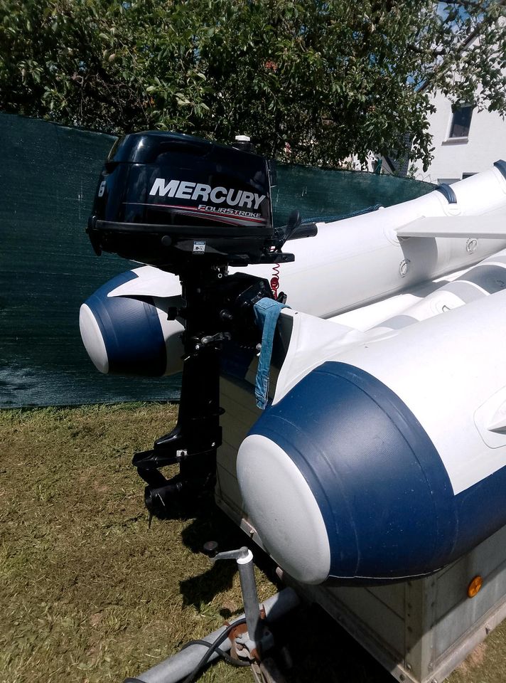 Mercury Schlauchboot mit Außenborder 6 PS 4 Takter Führerscheinfr in Aschaffenburg