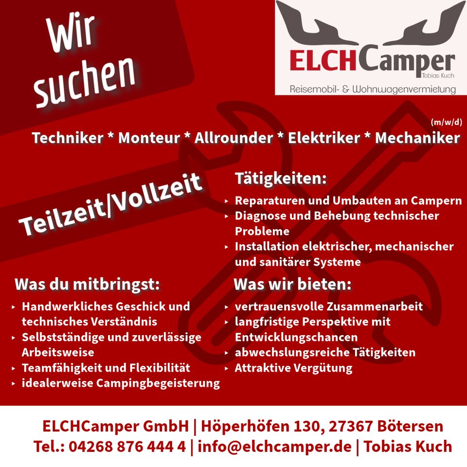 Zu SOFORT * Techniker/Monteur/Elektriker/Mechaniker* GESUCHT *JOB in Bötersen