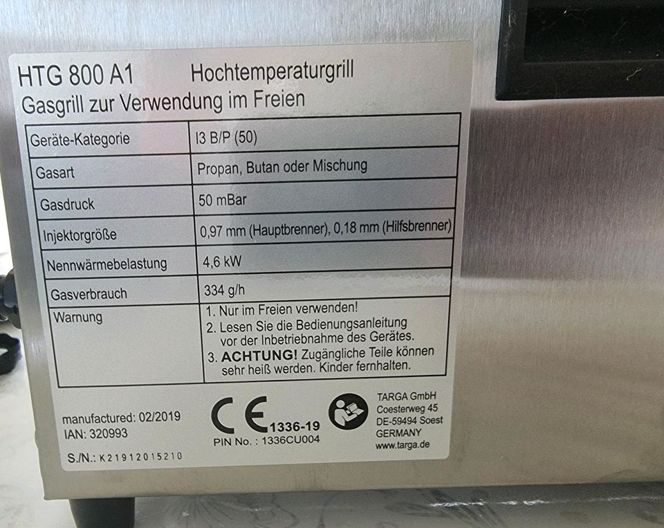 HOCHTEMPERATUR-GASGRILL in Mettingen