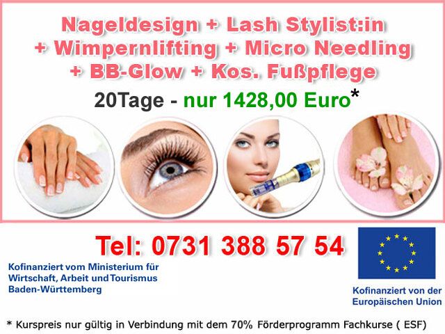 Nageldesign, Wimpern 3D, Fußpflege Needling BB-Glow Ausbildung in Ravensburg