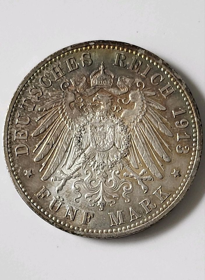Deutsches Reich 5 Mark 1913 Uniform Silber Erhaltung in Berlin