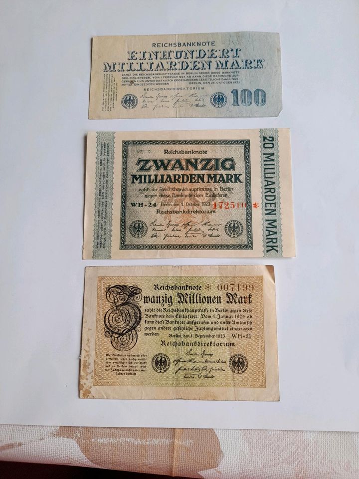 Reichsbanknoten von 1923 in Teutschenthal