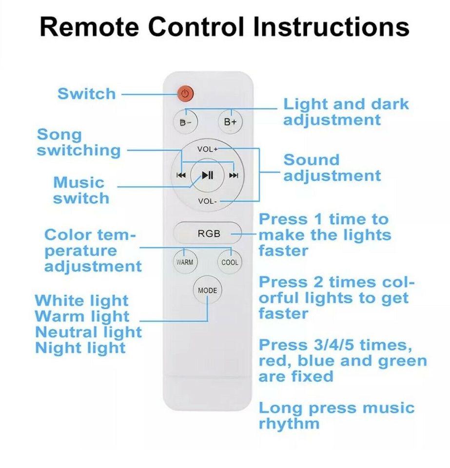 200W LED RGB Deckenleuchte Lampe Bluetooth mit App Fernbedienung in Bebra