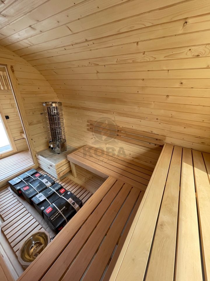 3/4 Fasssauna mit Vorraum | 4,0 m | Garten Sauna | Außensauna in Eichenzell