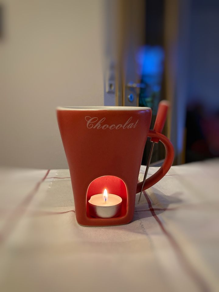 Schokoldenfondue Set Mini Wichtelgeschenk Keramik Teelicht in Bielefeld