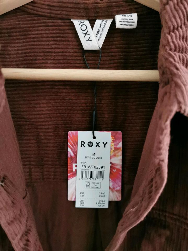 NEU ! NP 75€ Roxy Boyfriend Cord Hemd Bluse Let it go chocolate M in Essen