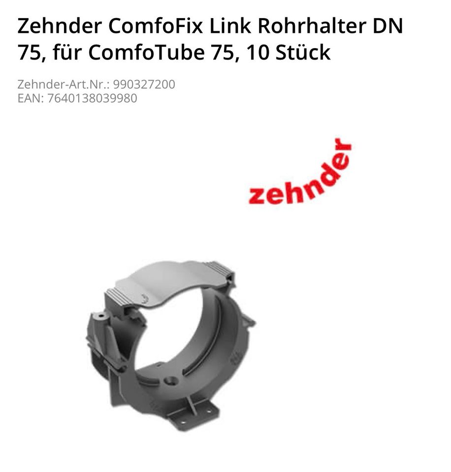 Zehnder Rohrhalter ComfoFix Link 75 in Landau in der Pfalz