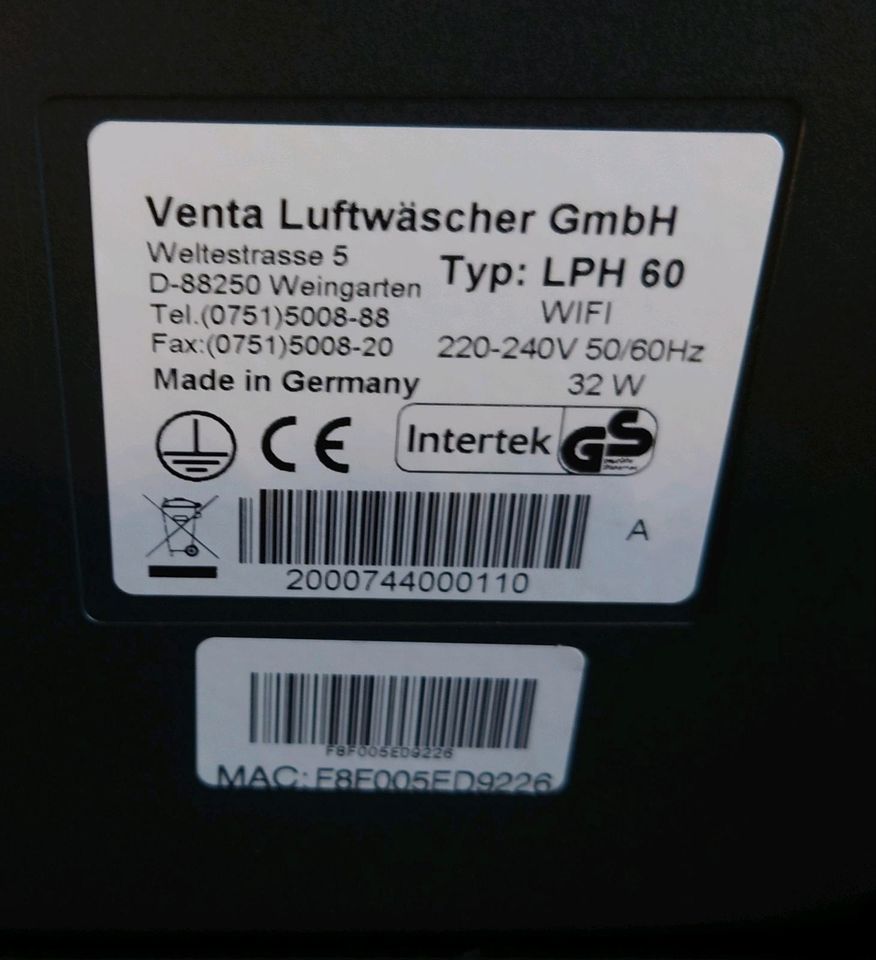 Venta Luftwächer LPH60 wifi Anthrazit in Köln