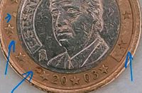 1 Euro Spanien 2003 mit Fehlprägung. Siehe neben der Sterne!! Baden-Württemberg - Ludwigsburg Vorschau