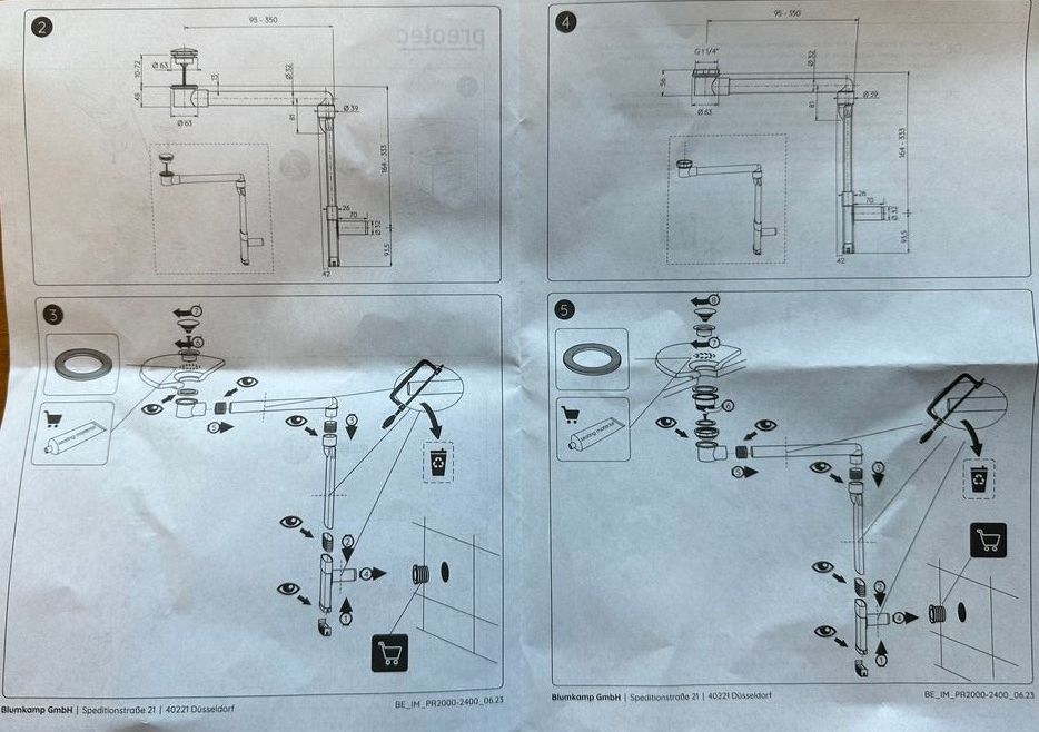 2 Abflussgarnituren Preotec Waschtisch und Möbel bis 4 cm in Oer-Erkenschwick