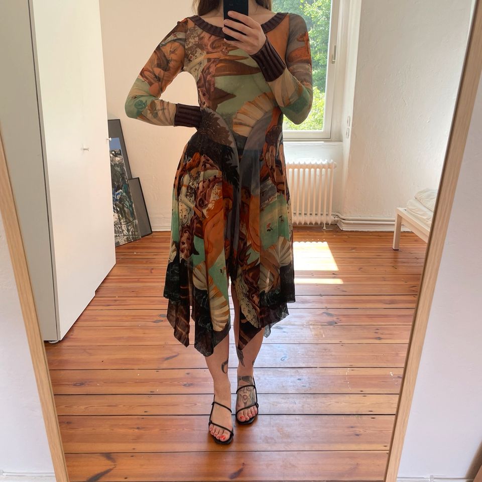 Jean Paul Gaultier Mesh Kleid mit Geburt von Venus Botticelli 90s in Berlin