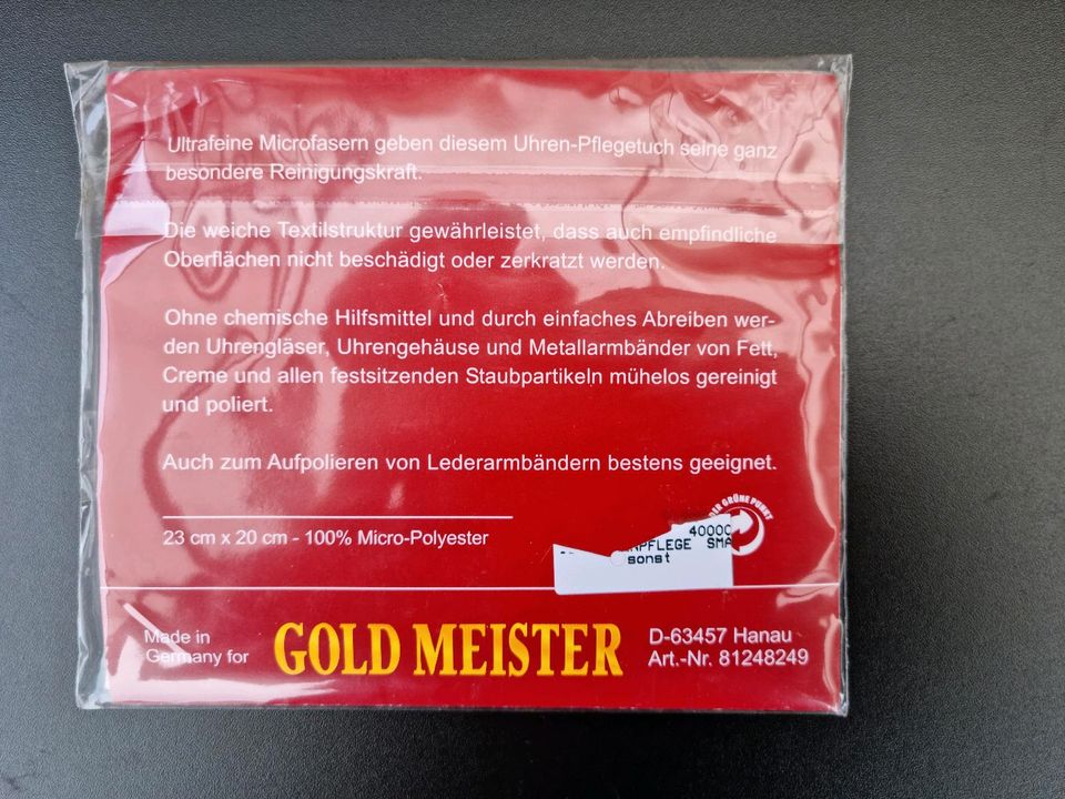Uhren-Pflegetuch von Gold Meister, unbenutzt in OVP in Sandersdorf