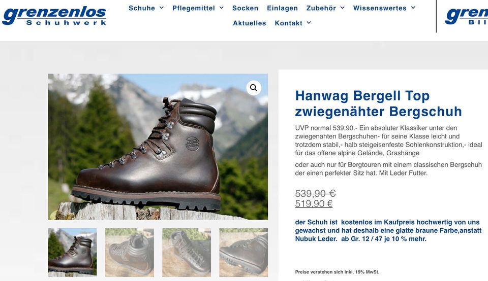 Hanwag Bergell Top Größe 42   Bergschuhe Wanderschuhe in Augsburg