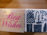 2 Stempel Weihnachten "Best Wishes"  und Pakete Holzstempel Nordrhein-Westfalen - Rommerskirchen Vorschau