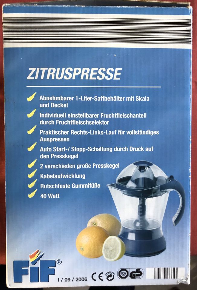 Zitruspresse - 1 Liter - Elektrisch - Unbenutzt in Wassertrüdingen