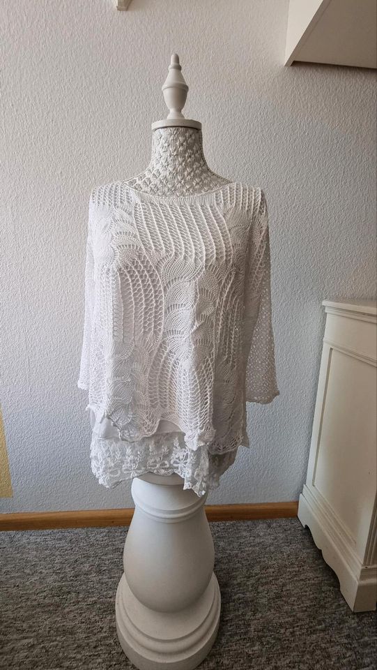 Armand Thiery Tunika Bluse weiß Spitze Netz Gr. 34 36 XS S neu in Emmendingen