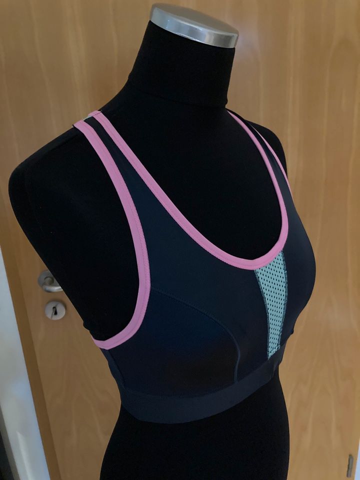 Sport BH, Bustier, gina tricot, Gr. M, Dunkelblau, Türkis, Pink in Rastede