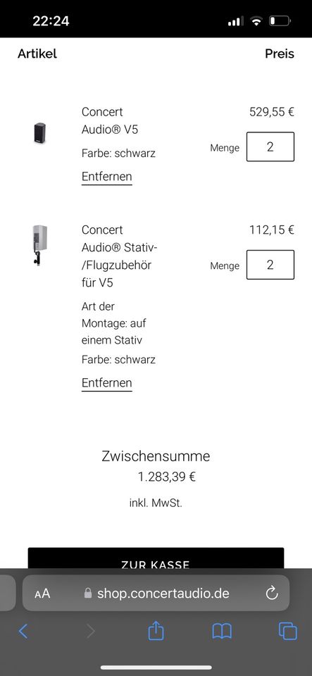 2x Concert Audio V5 Lautsprecher 5“ / 1“ Boxen PA Topteil in Lahntal