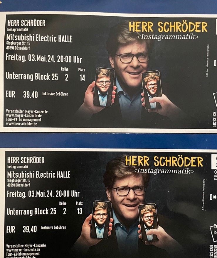 2 Tickets Herr Schröder in Düsseldorf am 03.05.24 in Krefeld