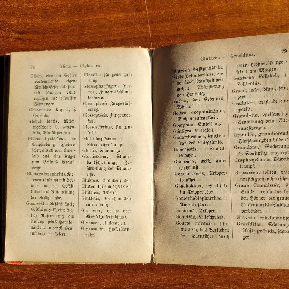 Medizinisches Taschenwörterbuch von 1908 / vor 1. Weltkrieg in Bremen