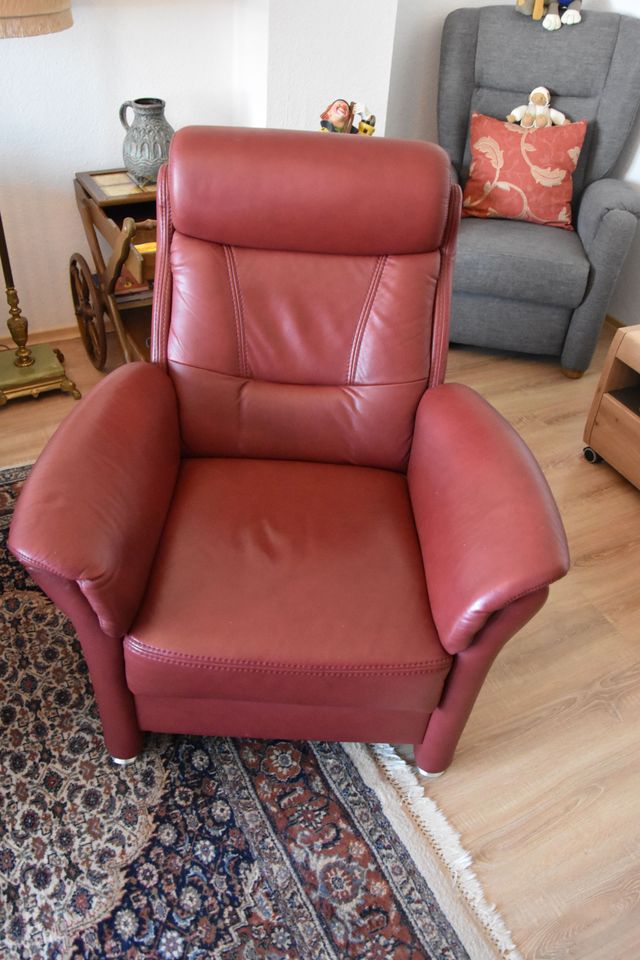Fernsehsesseln Ledersessel Sessel durchgefärbtes Leder Rot in Paderborn