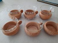 Teegläser Set mit Holzunterteil 1970er Jahre DDR Baden-Württemberg - Albstadt Vorschau