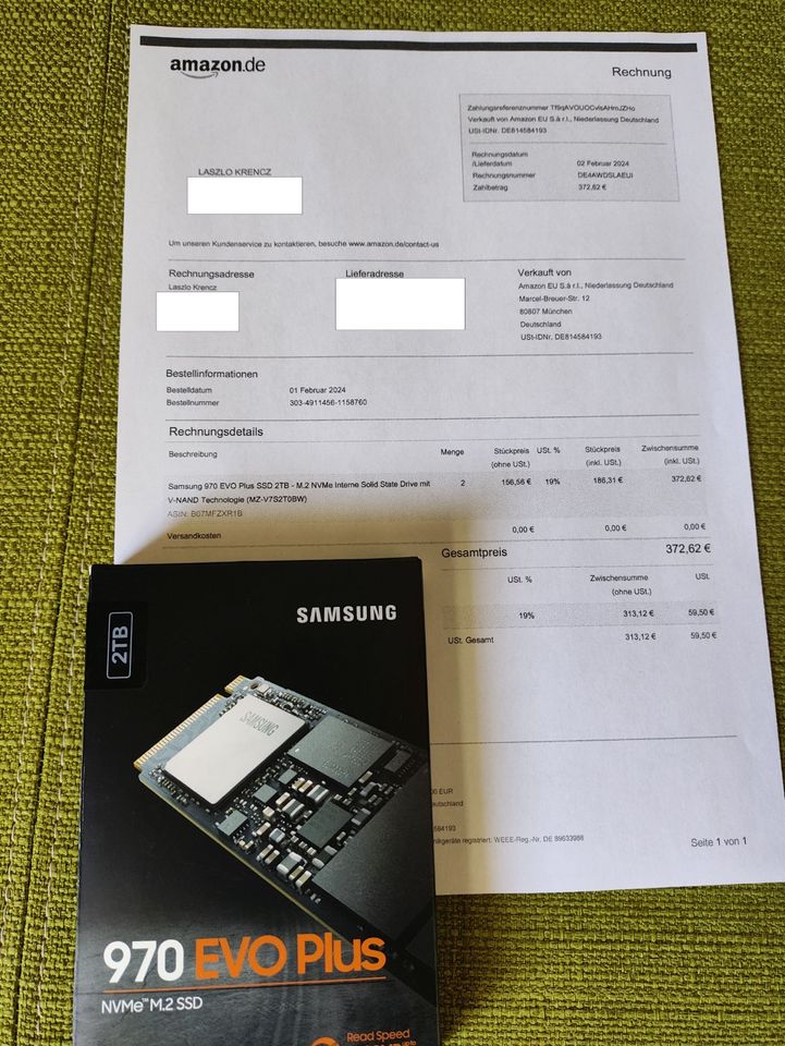 Samsung 970 EVO Plus NVMe M.2 SSD, 2 TB, PCIe 3.0 (Garantie) in Berlin