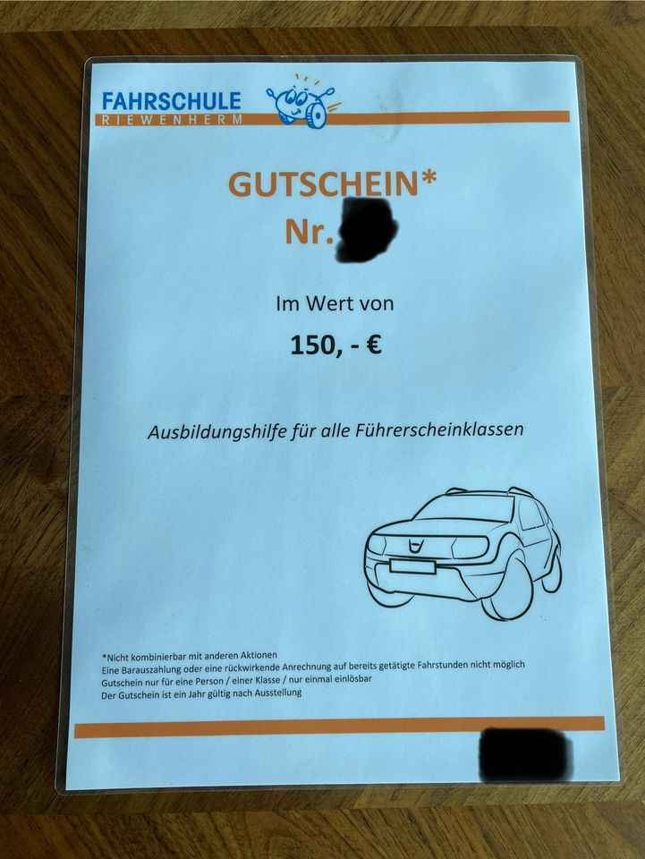 150 € Gutschein Fahrschule Riewenherm Verl in Verl