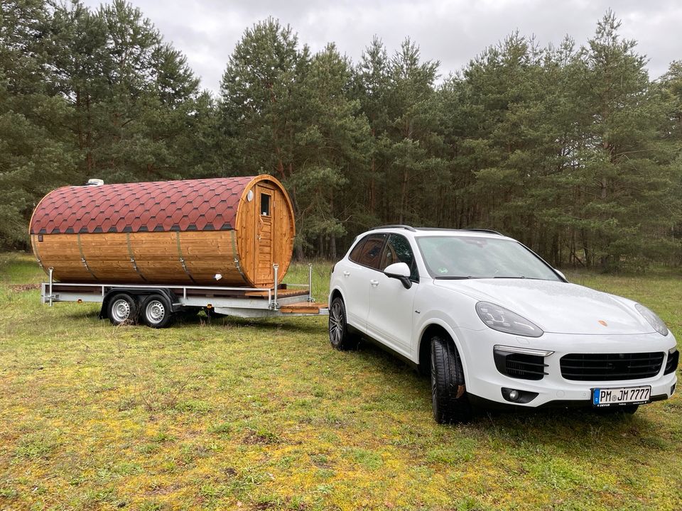 Mobile Fasssauna Anhänger Sauna Berlin Brandenburg MIETEN Kaufen in Kleinmachnow