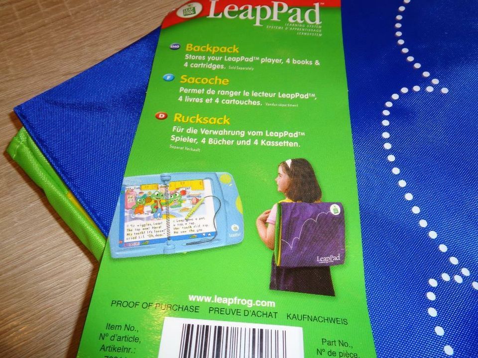 Tasche Rucksack für den Leap Pad Leap Frog Lernsystem NEU in Schiffweiler