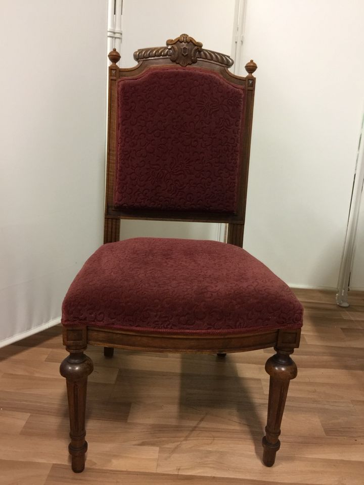 Stuhl für Frisiertisch Schminktisch Antik 42 cm hoch bordeauxrot in Leverkusen