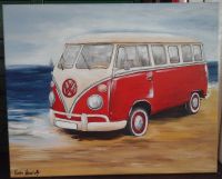 Hand gemalt Leinwand Bild "VW T1" Bulli Oldtimer Wanddeko Acryl Nordrhein-Westfalen - Bünde Vorschau