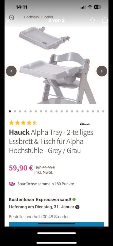 Tablett für Hauck Kinderstuhl ❤️ in Rohlstorf 